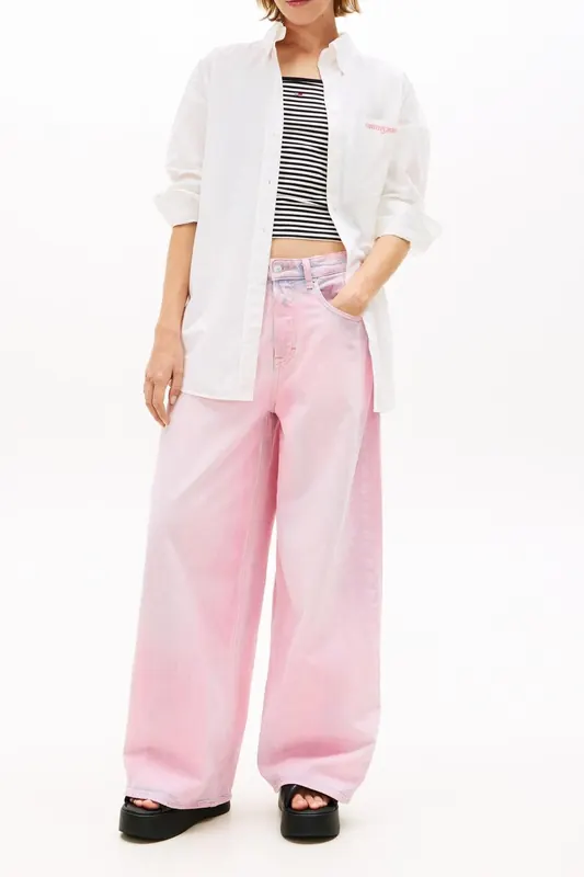 Tommy Hilfiger Tjw Ovs Poplin Shirt Ecru Maat: XS | Longsleeves Outlet | Dames | Wit