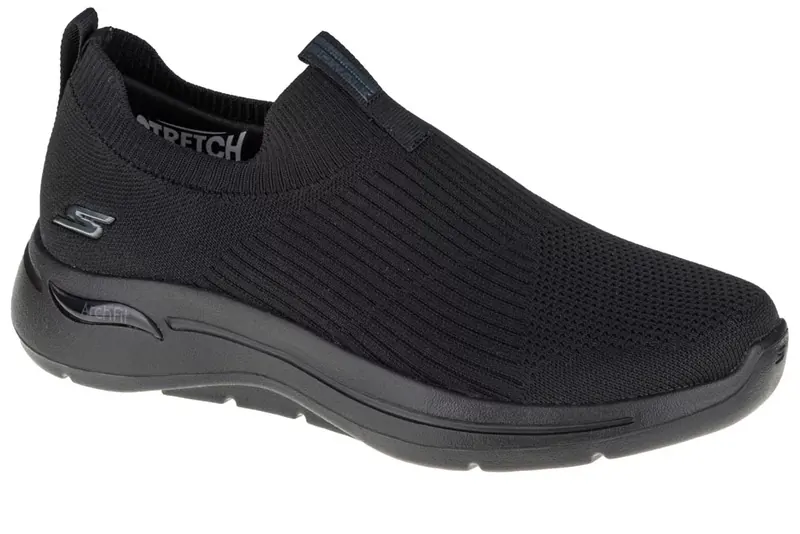 Skechers Go Walk Arch Fit 216118-BBK, Męskie, Czarne, buty sneakers, przewiewna siateczka, rozmiar: 44,5