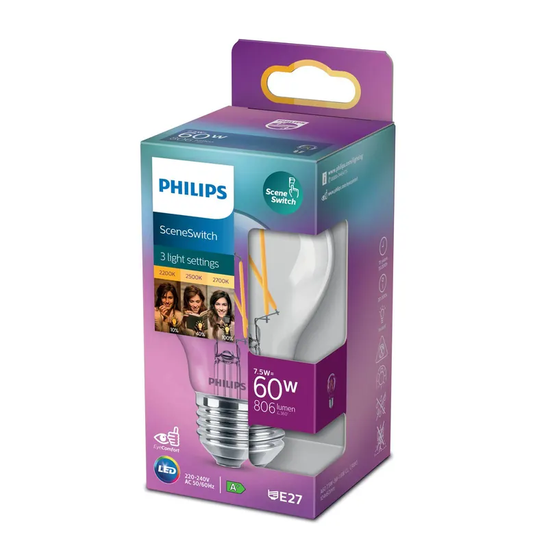 Żarówka filament LED Philips SceneSwitch E27 7,5 W
