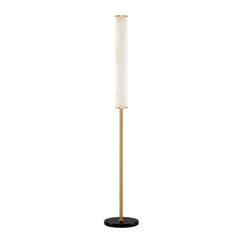 Biała/w kolorze mosiądzu lampa stojąca LED w dekorze marmuru (wysokość 140 cm) Nolia – Nova Luce