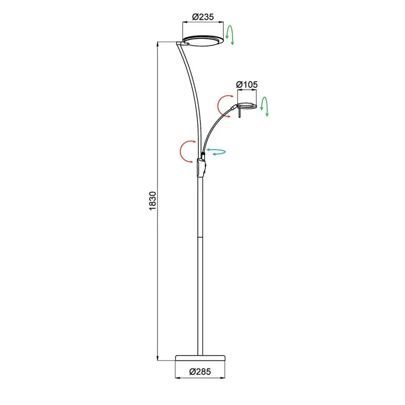 Lampa stojąca LED Aluminor Kitel 89 z lampką do czytania LED