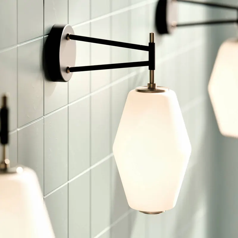 Lampa ścienna Northern Dahl, biały/czarny, szkło, wtyczka, E27