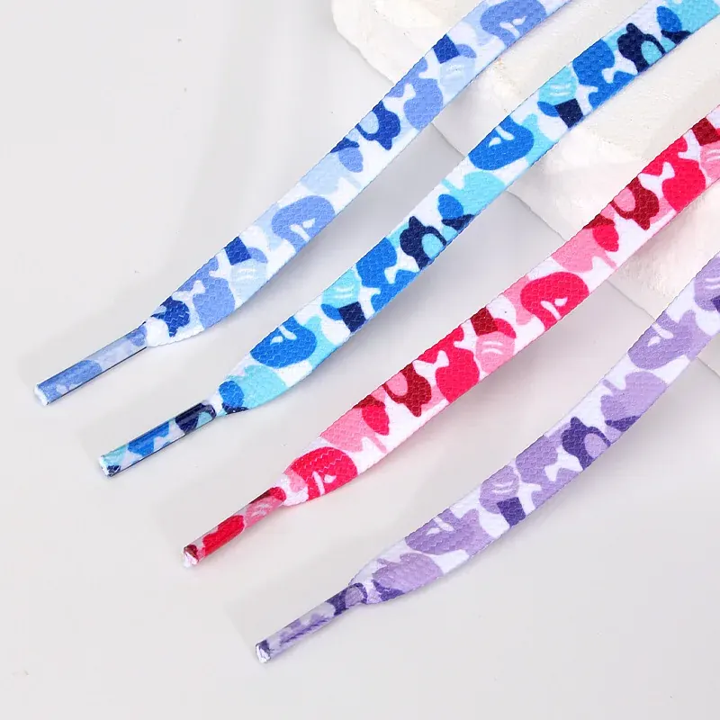 Sznurówki do butów z nadrukiem kamuflażu, szerokość 0,8 cm, płaskie sznurówki do sneakersów, modne sznurówki do butów, 120/140/160 cm, akcesoria do butów, 2 szt./4 szt.