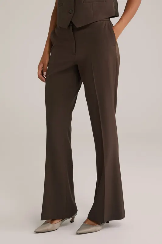 We Fashion Trouser Dark Brown Maat: W32 | Pantalons Outlet | Dames | Bruin