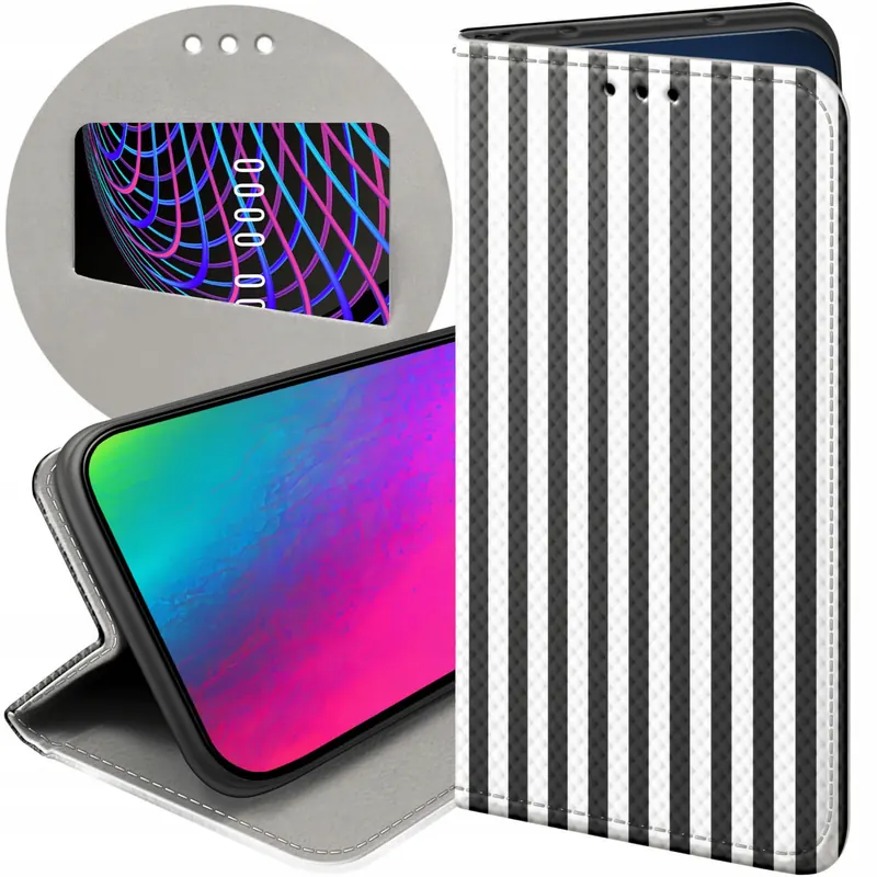 Etui Z Klapką Do Oppo RENO12 5G Paski Linie Fale Futerał Pokrowiec