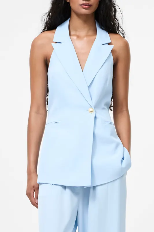 French Connection Sleek Tailored Halterneck Suit Waistcoat Cashmere Blue Maat: 14 | Gilets Outlet | Dames | Blauw