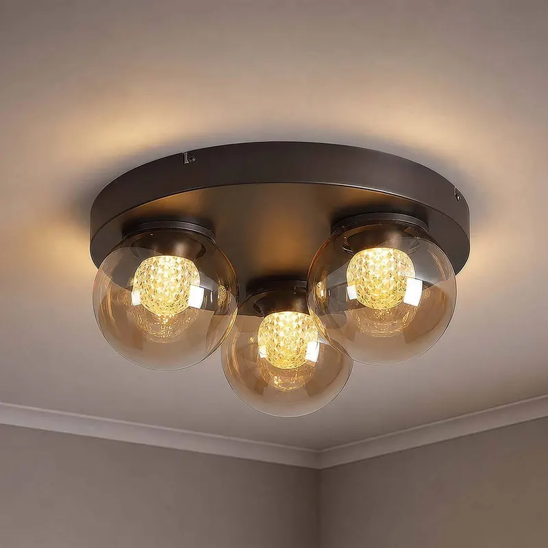 Lampa sufitowa LED Solis, 3-punktowa, okrągła, brązowa, szklana, 2 700 K