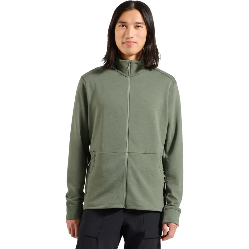 Bluza bez kaptura rozpinana Odlo Mid layer full zip GRID FLEECE szaro-zielona (XL)