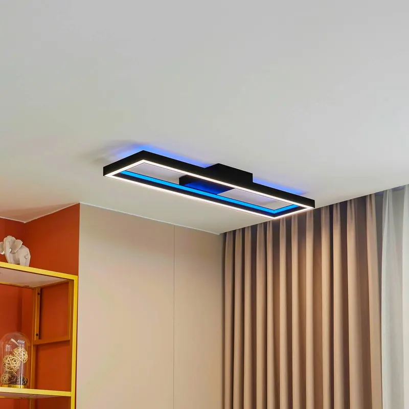 Lucande Smart lampa sufitowa LED Tjado, 100 cm, czarna, RGBW