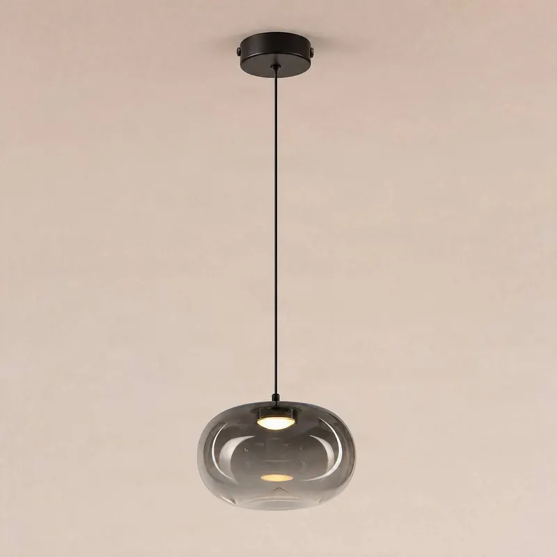 Lampa wisząca LED Vaso, szaro-dymna, Ø 18 cm, szkło