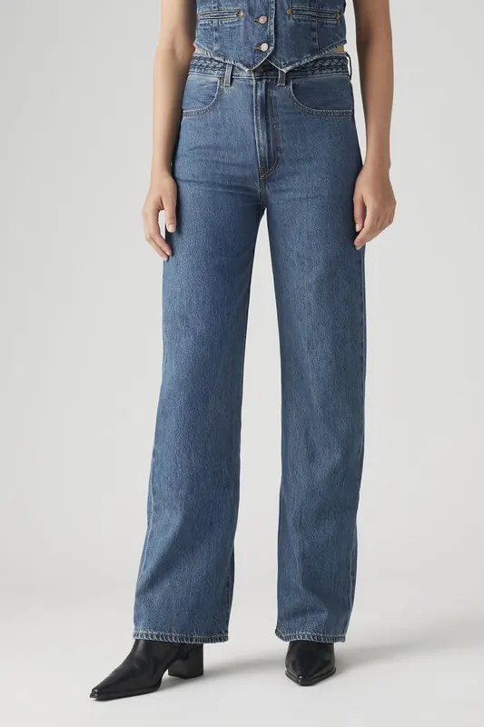 Levi's Ribcage Wide Leg Braided Lightweight Jeans Maat: W25L30 | Jeans Outlet | Dames | Blauw