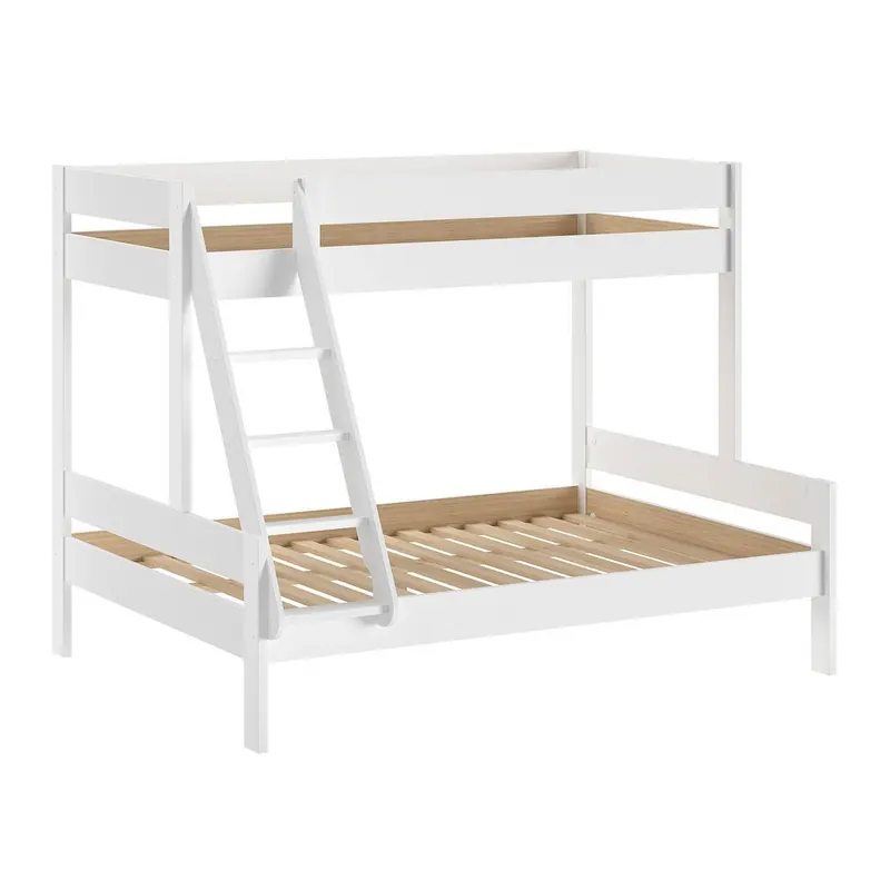 Białe piętrowe łóżko dziecięce ze stelażem 140x200/90x200 cm Primo – Vipack