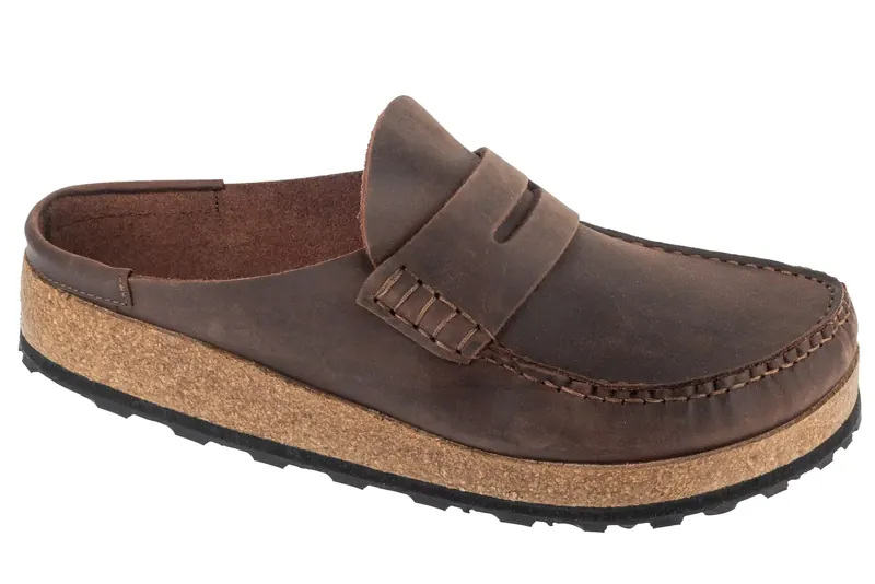 Birkenstock Naples Leoi 1025033, Unisex, Brązowe, klapki, Skóra olejowana, rozmiar: 41