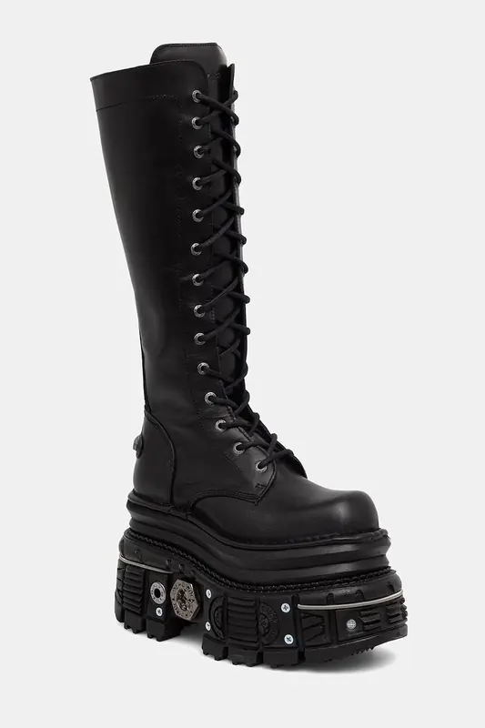 New Rock kozaki damskie skórzane ITALI NEGRO, IMPERFECT TANK NEGRO E-34