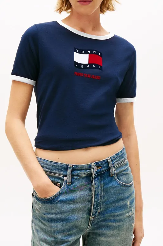 Tommy Hilfiger Tjw Regular Novelty Ring T-shirt Dark Night Navy Maat: M | Tops Outlet | Dames | Blauw