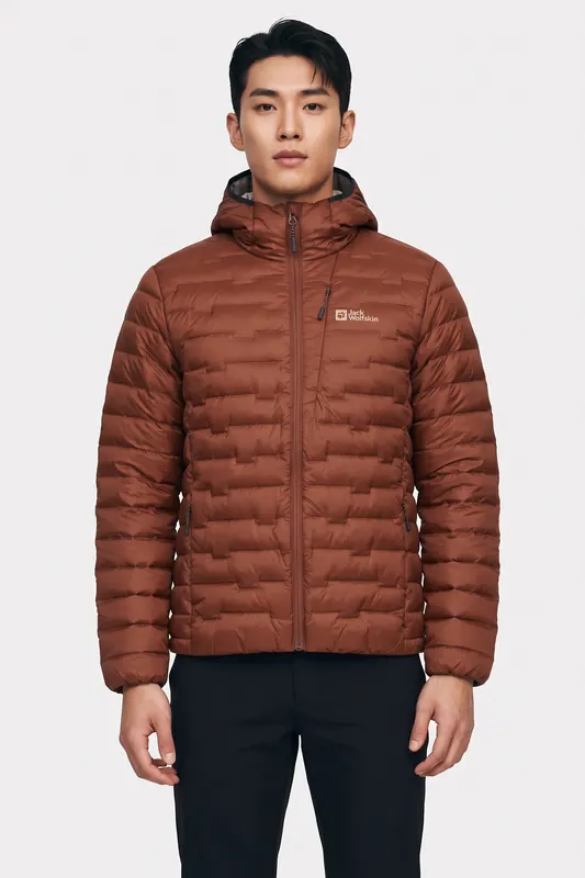 Jack Wolfskin Passamani Down Hoody Hot Choc Maat: L | Winterjassen Outlet | Heren | Bruin