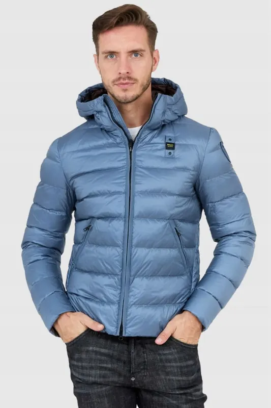 Blauer Niebieska puchowa kurtka męska z kapturem 3XL