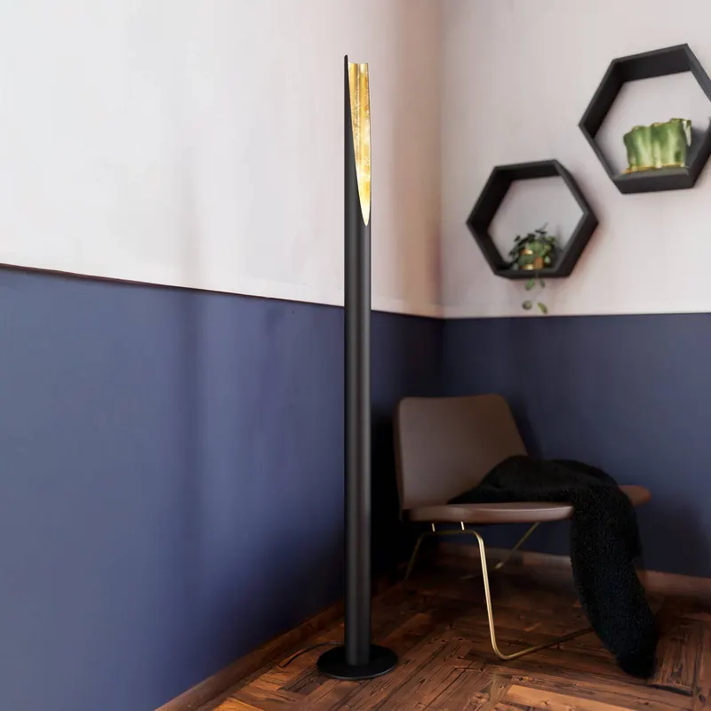 Lampa stojąca LED Barbotto, czarno-złota