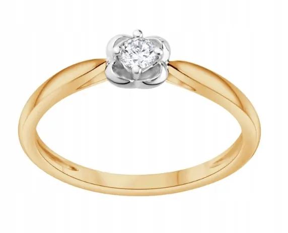 Złoty Pierścionek z Diamentem Naturalnym r15 0,08 ct H/si Verona Jewellery