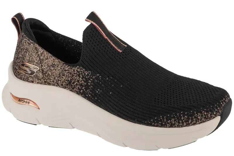 Skechers Arch Fit D'Lux - Glimmer Dust 149689-BKRG, Damskie, Granatowe, buty sneakers, tkanina, rozmiar: 40