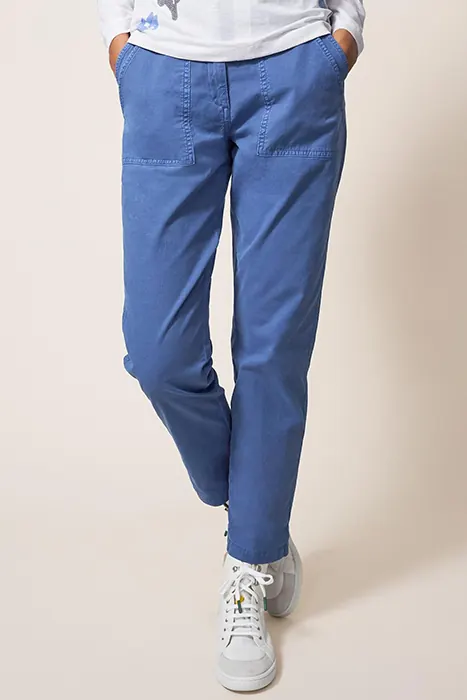 White Stuff Twister Chino Trouser Mid Blue Maat: 10 REGULAR | Chino's Outlet | Dames | Blauw