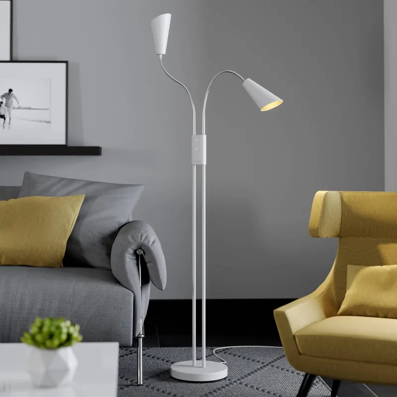 Lampa podłogowa Lucande Medira, biały, 2-punktowa, regulowana, GU10