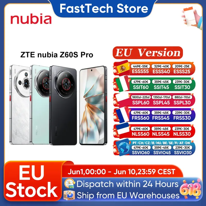 Globalna Wersja Nubia Z60S Pro 6.78" Smartphone Snapdragon 8 Gen 2 Bateria 5100mAh Ładowanie 80W Komunikacja satelitarna Telefon z AI