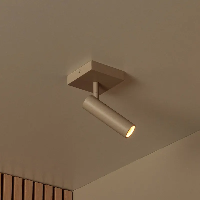 Reflektor sufitowy Grado, długość 10 cm, kolor taupe, metal