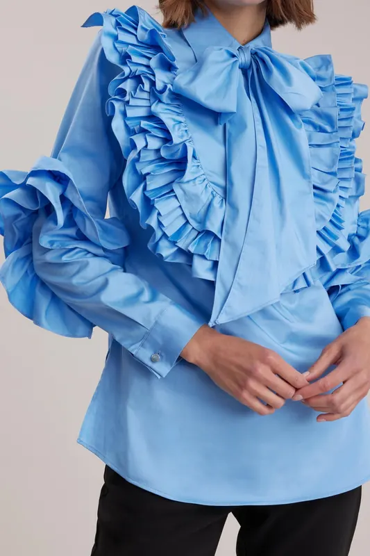 Anne Fontaine Pantheon Icy Blue Maat: 42 | Blouses Outlet | Dames | Blauw