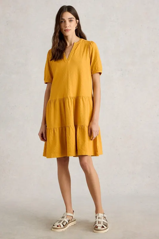 White Stuff Clara Jersey Dress Dark Yellow Maat: 10 REGULAR | Blousejurken Outlet | Dames | Geel