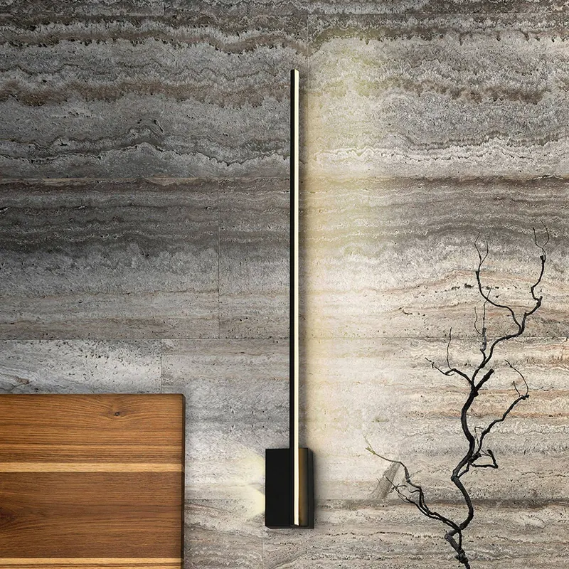 Kinkiet LED Stick, wysokość 80 cm, czarny, metal