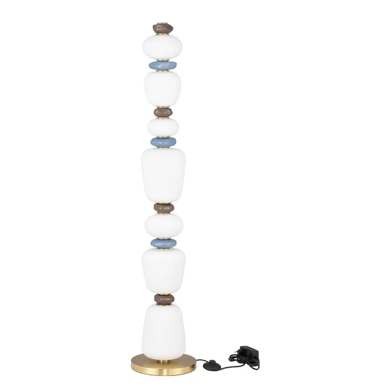 Biała/w kolorze złota metalowa lampa stojąca LED ze ściemniaczem z porcelanowym kloszem/ze szklanym kloszem (wysokość 130,5 cm) Palo – Nova Luce