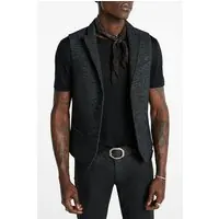 John Varvatos Slim Fit Peak Lapel Vest Steel Grey Maat: 48 | Gilets Outlet | Heren | Zwart