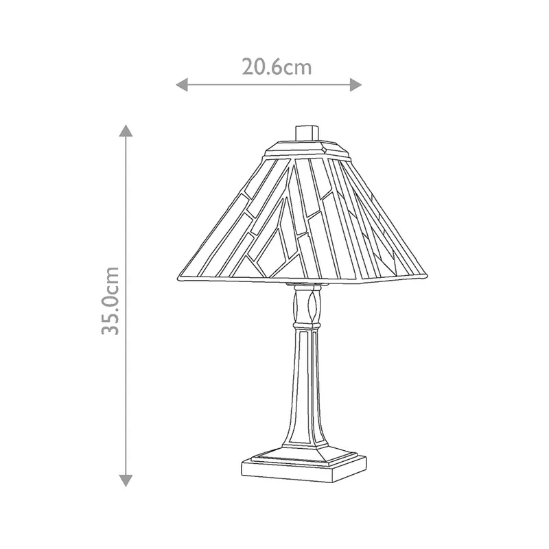 Lampa stołowa Alderley, 20 cm x 20 cm, styl Tiffany, brąz