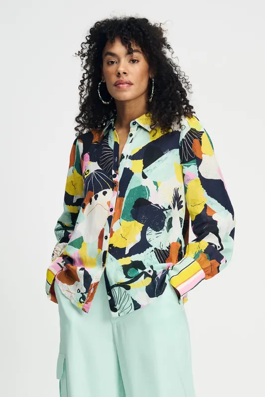 POM Amsterdam Blouse - Paradise Linen Maat: 42 | Blouses Outlet | Dames | Wit