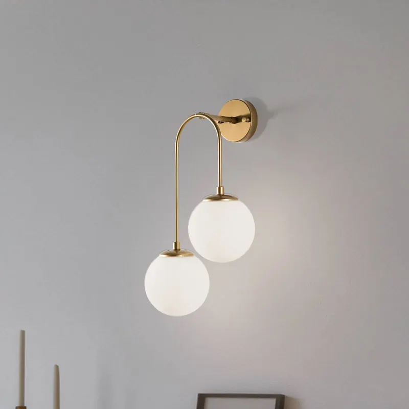 Lampa ścienna Jewel 10585 w kolorze złotym, szkło opalowe 55 x 30 cm 2-punktowa.