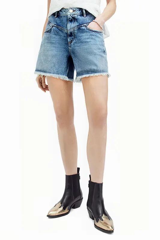 AllSaints Emmy Shorts Vintage Indigo Maat: W26 | Korte Broeken Outlet | Dames | Blauw