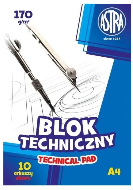 Blok techniczny biały A4 10 ark. 170g/m Astrapap