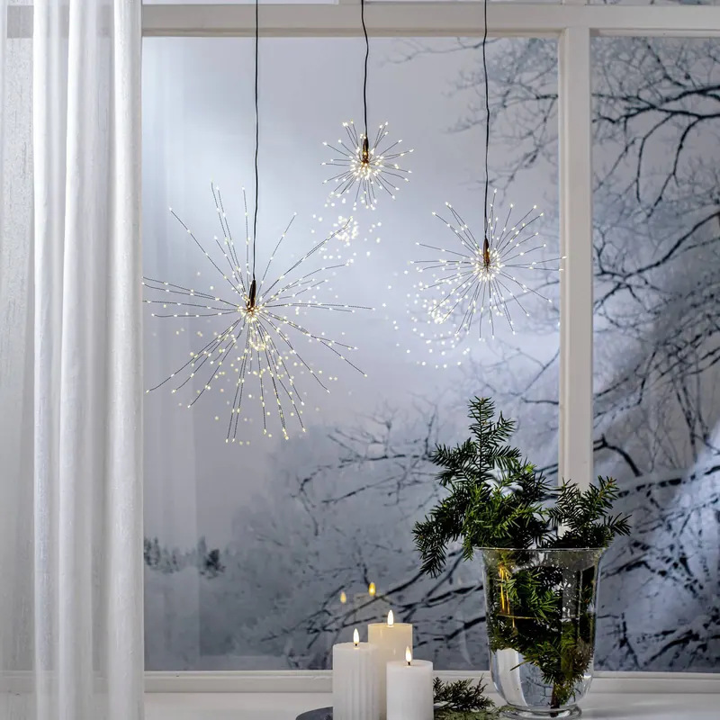 Lampa wisząca Firework LED, czarna, metal, Ø 26 cm, wtyczka