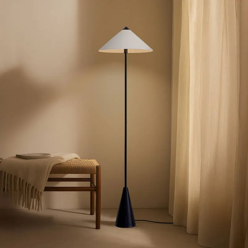 Lampa stojąca Lindby Norvik, wysokość 150 cm, czarna/szara, metal