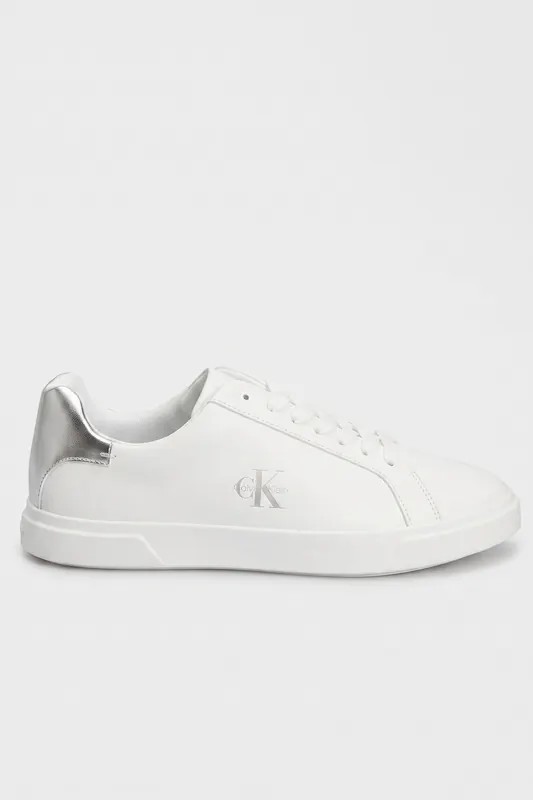 Calvin Klein Low Pro Cups Laceup Sneakers Bright White/silver Maat: 39 | Sneakers Outlet | Dames | Zilver