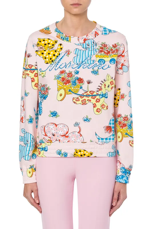 Moschino Calico Animals Interlock Sweatshirt Pink Maat: 42 | Tops Outlet | Dames | Roze
