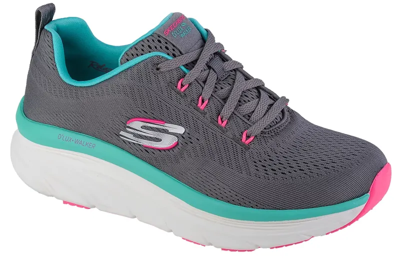 Skechers D'Lux Walker - Fresh Finesse 149368-GMLT, Damskie, Szare, buty sneakers, tkanina, rozmiar: 37