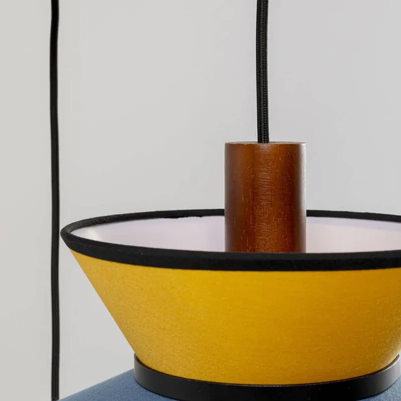 Kare lampa wisząca Riva, multicolor, tekstylny, drewno, 5-punktowa