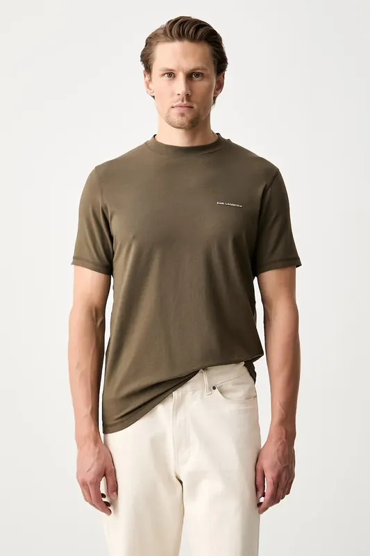 Karl Lagerfeld T-shirt basic męski bawełniany z elastanem
