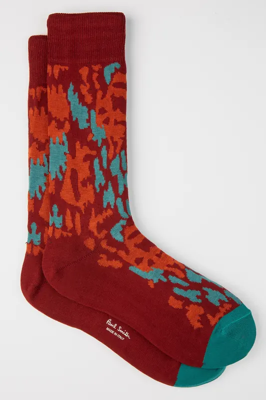 Paul Smith Men Sock Bristol Camo Burgundy/ Borde Maat: OS | Sokken Outlet | Heren | Bordeaux