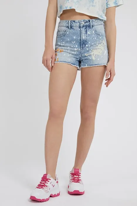 GUESS  Eco Mom Short Artist Splash Maat: 24 | Korte Broeken Outlet | Dames | Blauw