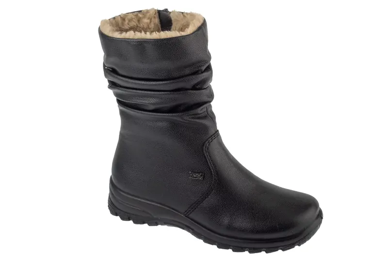 Rieker Booties Z7171-02, Damskie, Czarne, buty zimowe, skóra licowa, rozmiar: 36