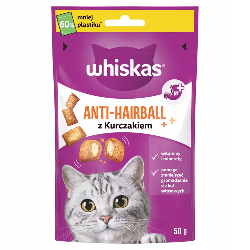 Whiskas Anti-Hairball przysmaki odkłaczające dla dorosłych kotów 50g