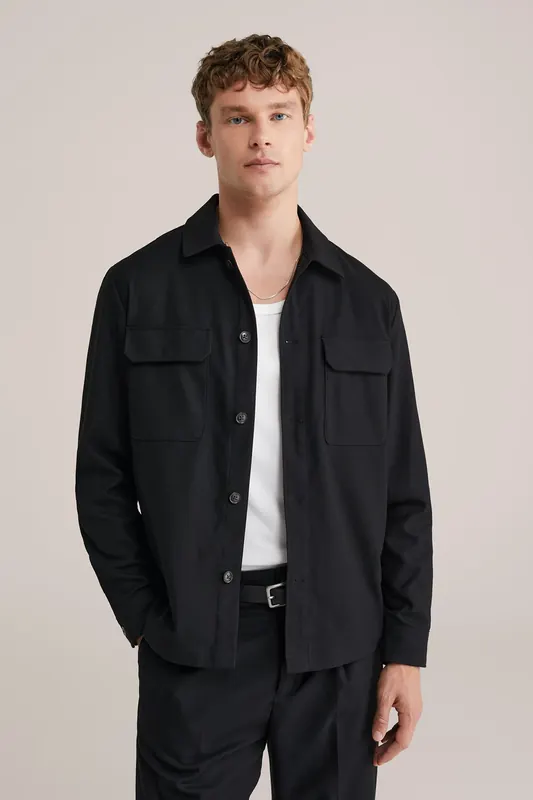 We Fashion Overshirt Black Maat: L | Casual Overhemden Outlet | Heren | Zwart